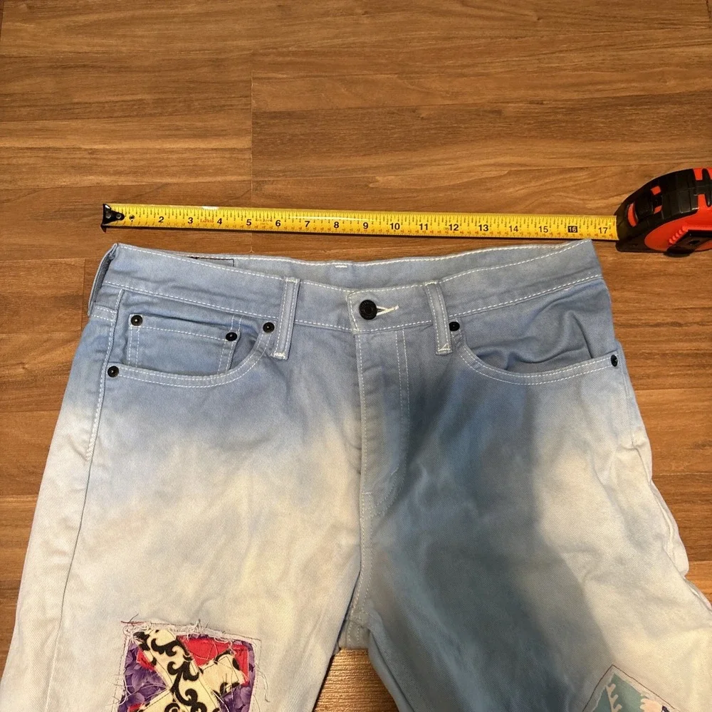 Levis 511 Slim Fit Custom Patchwork Ombre Blue Jeans W32 L32 DIY Streetwear